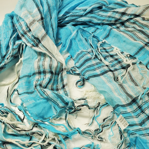 Plaid Sky Blue Neck Scarf - Picture 8 of 8